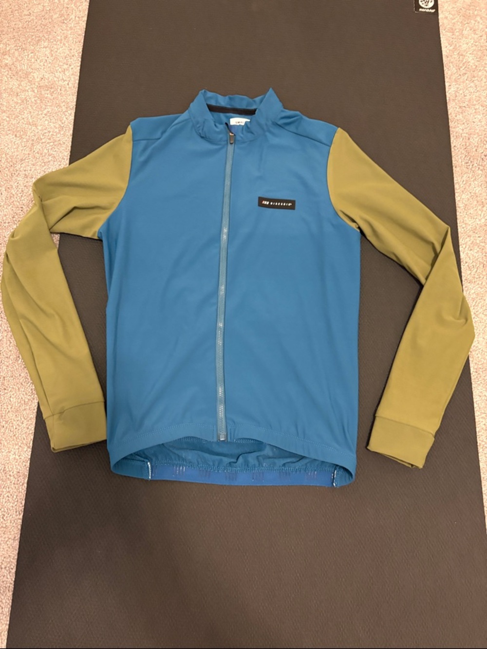 Men's Blue & Olive Full-Zip cycling  jersey